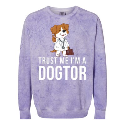 Trust Me Im A Dogtor Funny Dog Doctor Vet Veterinarian Funny Vet Colorblast Crewneck Sweatshirt