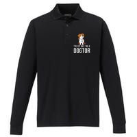 Trust Me Im A Dogtor Funny Dog Doctor Vet Veterinarian Funny Vet Performance Long Sleeve Polo