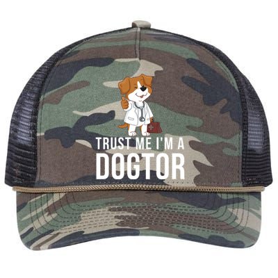 Trust Me Im A Dogtor Funny Dog Doctor Vet Veterinarian Funny Vet Retro Rope Trucker Hat Cap