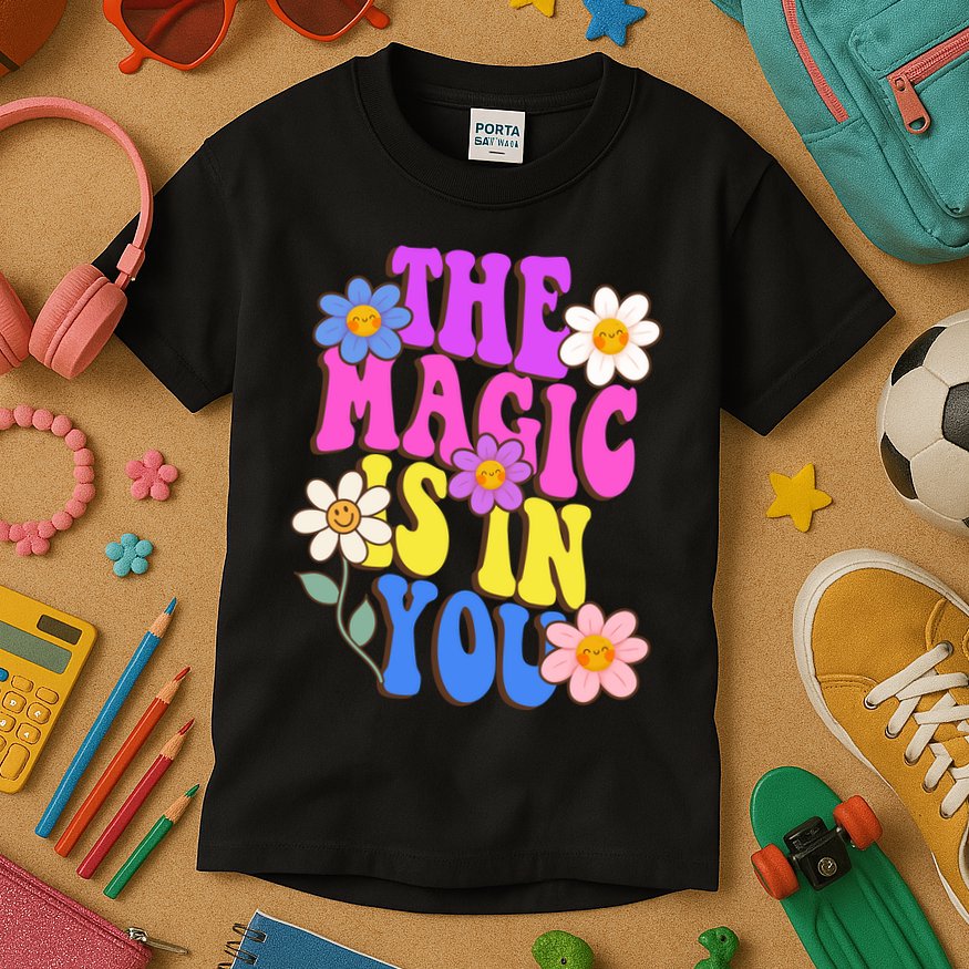 The Magic Is In You Floral Groovy Cute Kids T-Shirt