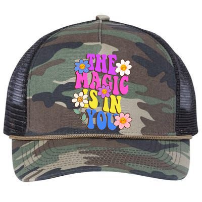 The Magic Is In You Floral Groovy Cute Retro Rope Trucker Hat Cap