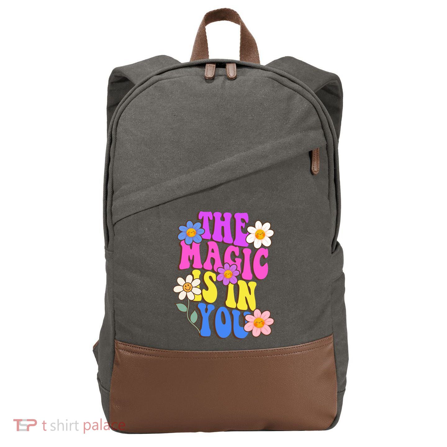 The Magic Is In You Floral Groovy Cute Cotton Canvas Backpack