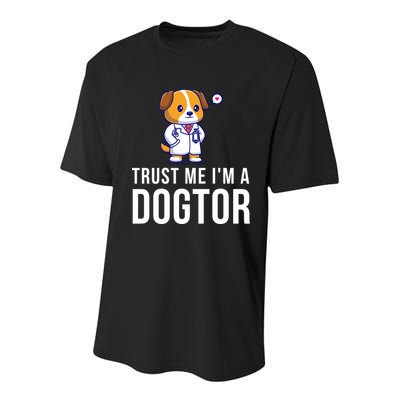 Trust Me Im A Dogtor Funny Vet Funny Dog Doctor Vet Veterinarian Youth Performance Sprint T-Shirt