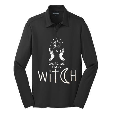 Trust Me I'm Witch Witchcraft Coven Wicca Halloween Silk Touch Performance Long Sleeve Polo