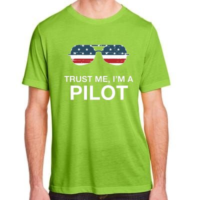 Trust Me Im A Pilot Funny Pilot Patriotic American Flag Tee Adult ChromaSoft Performance T-Shirt