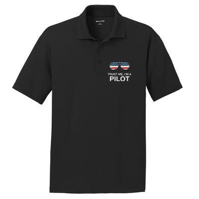 Trust Me Im A Pilot Funny Pilot Patriotic American Flag Tee PosiCharge RacerMesh Polo