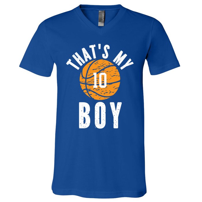 Thats My Jersey Number #10 Vintage Basketball Mom Dad Gift V-Neck T-Shirt