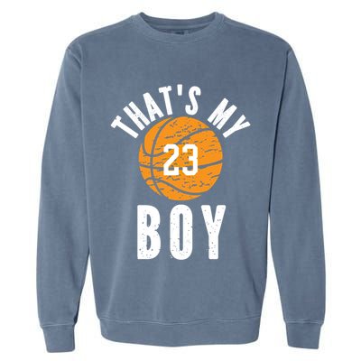 That's My Jersey Number #23 Vintage Basketball Mom Dad Gift Garment-Dyed Sweatshirt