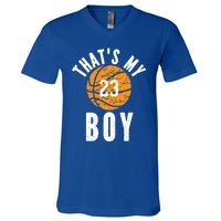 That's My Jersey Number #23 Vintage Basketball Mom Dad Gift V-Neck T-Shirt