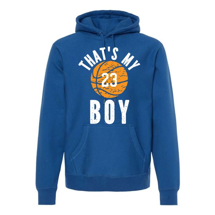 That's My Jersey Number #23 Vintage Basketball Mom Dad Gift Premium Hoodie