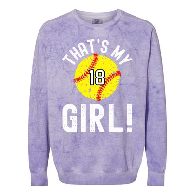 ThatS My Jersey Number #18 Vintage Softball Mom Dad Cute Gift Colorblast Crewneck Sweatshirt