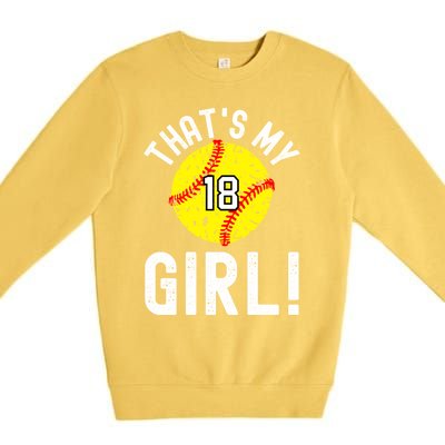 ThatS My Jersey Number #18 Vintage Softball Mom Dad Cute Gift Premium Crewneck Sweatshirt