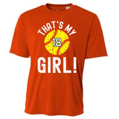 ThatS My Jersey Number #18 Vintage Softball Mom Dad Cute Gift Cooling Performance Crew T-Shirt