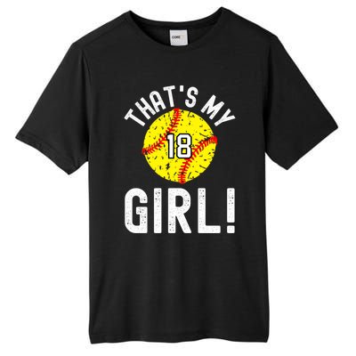 ThatS My Jersey Number #18 Vintage Softball Mom Dad Cute Gift Tall Fusion ChromaSoft Performance T-Shirt