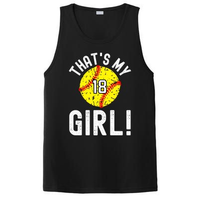 ThatS My Jersey Number #18 Vintage Softball Mom Dad Cute Gift PosiCharge Competitor Tank