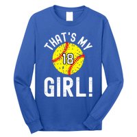 ThatS My Jersey Number #18 Vintage Softball Mom Dad Cute Gift Long Sleeve Shirt