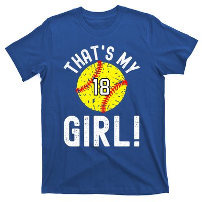 ThatS My Jersey Number #18 Vintage Softball Mom Dad Cute Gift T-Shirt