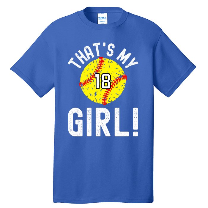 ThatS My Jersey Number #18 Vintage Softball Mom Dad Cute Gift Tall T-Shirt