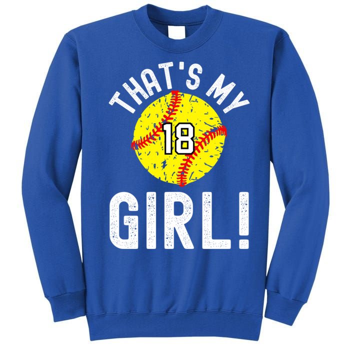 ThatS My Jersey Number #18 Vintage Softball Mom Dad Cute Gift Tall Sweatshirt