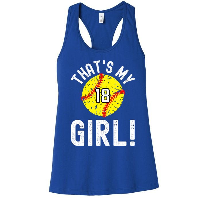 ThatS My Jersey Number #18 Vintage Softball Mom Dad Cute Gift Women's Racerback Tank