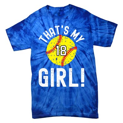 ThatS My Jersey Number #18 Vintage Softball Mom Dad Cute Gift Tie-Dye T-Shirt