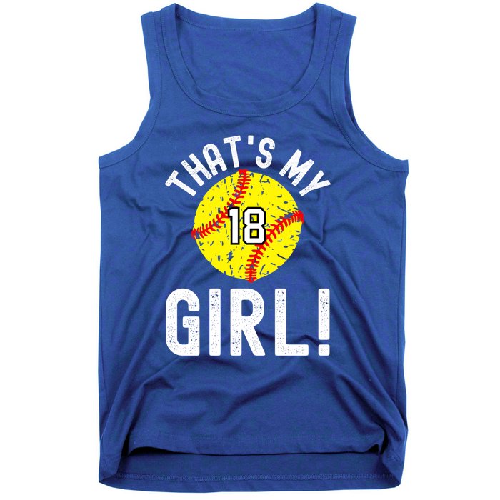 ThatS My Jersey Number #18 Vintage Softball Mom Dad Cute Gift Tank Top