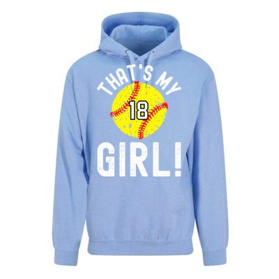 ThatS My Jersey Number #18 Vintage Softball Mom Dad Cute Gift Unisex Surf Hoodie