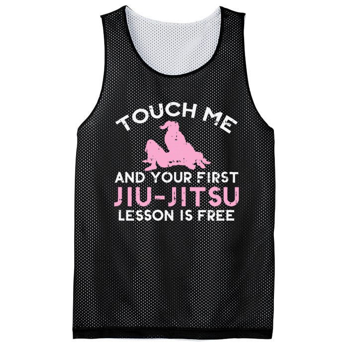 Touch Me Jiu Jitsu Lesson Free  Pink Martial Arts Gift Mesh Reversible Basketball Jersey Tank