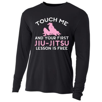 Touch Me Jiu Jitsu Lesson Free  Pink Martial Arts Gift Cooling Performance Long Sleeve Crew