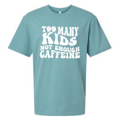 Too Many Kidss Not Enough Caffeine Retro Vintage Wavy Groovy Sueded Cloud Jersey T-Shirt