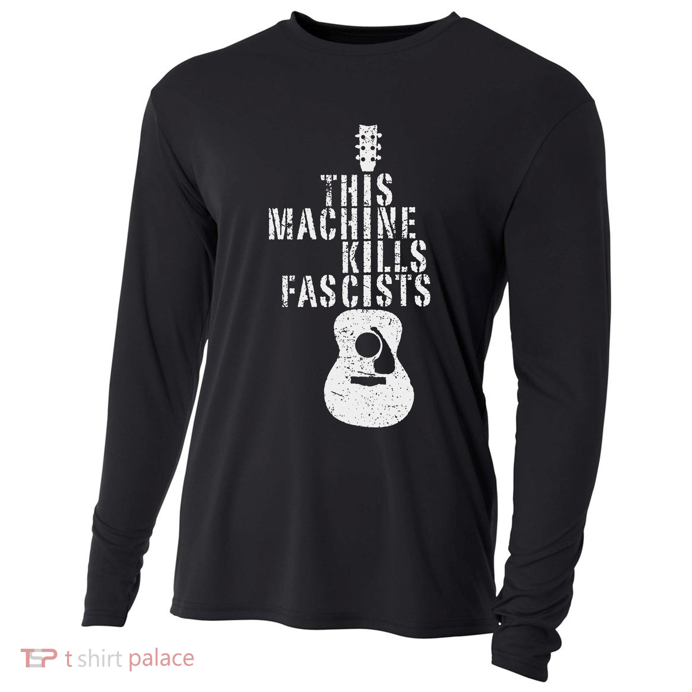 This Machines Kills Fascists Funny Guitar Music Lover Cooling Performance Long Sleeve Crew