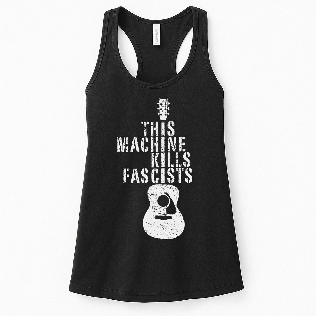 This Machines Kills Fascists Funny Guitar Music Lover Womens Tank Top