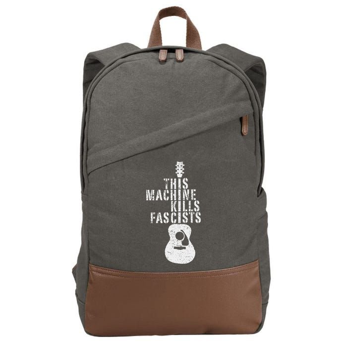 This Machines Kills Fascists Funny Guitar Music Lover Cotton Canvas Backpack