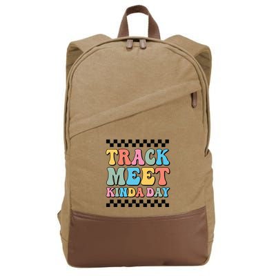 Track Meet Kinda Day Track And Field Mom Runner For Girl Cotton Canvas Backpack