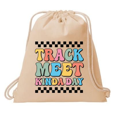 Track Meet Kinda Day Track And Field Mom Runner For Girl Drawstring Bag