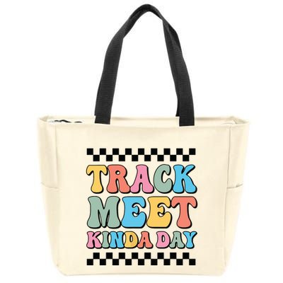 Track Meet Kinda Day Track And Field Mom Runner For Girl Zip Tote Bag