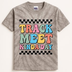 Track Meet Kinda Day Track And Field Mom Runner For Girl Kids Tie-Dye T-Shirt