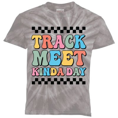 Track Meet Kinda Day Track And Field Mom Runner For Girl Kids Tie-Dye T-Shirt