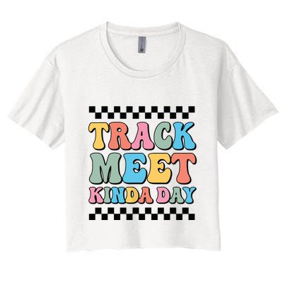 Track Meet Kinda Day Track And Field Mom Runner For Girl Crop Top
