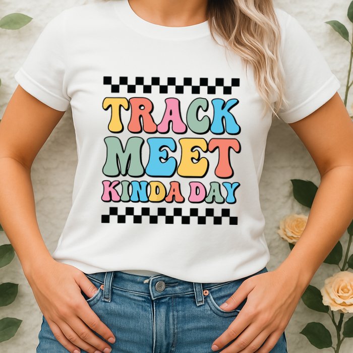 Track Meet Kinda Day Track And Field Mom Runner For Girl Womens T-Shirt