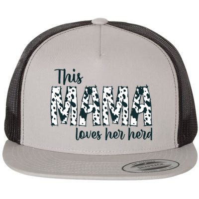 This Mama Loves Her Herd Mother's Day Cow Pattern Flat Bill Trucker Hat