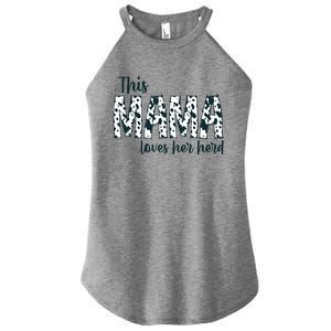 This Mama Loves Her Herd Mother's Day Cow Pattern Women’s Perfect Tri Rocker Tank