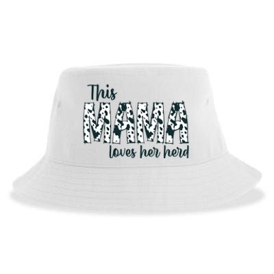 This Mama Loves Her Herd Mother's Day Cow Pattern Sustainable Bucket Hat