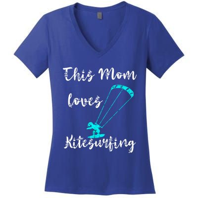 This Mom Loves Kitesurfing Kite Surfing Kiteboard Kitesurfer Meaningful Gift Women's V-Neck T-Shirt