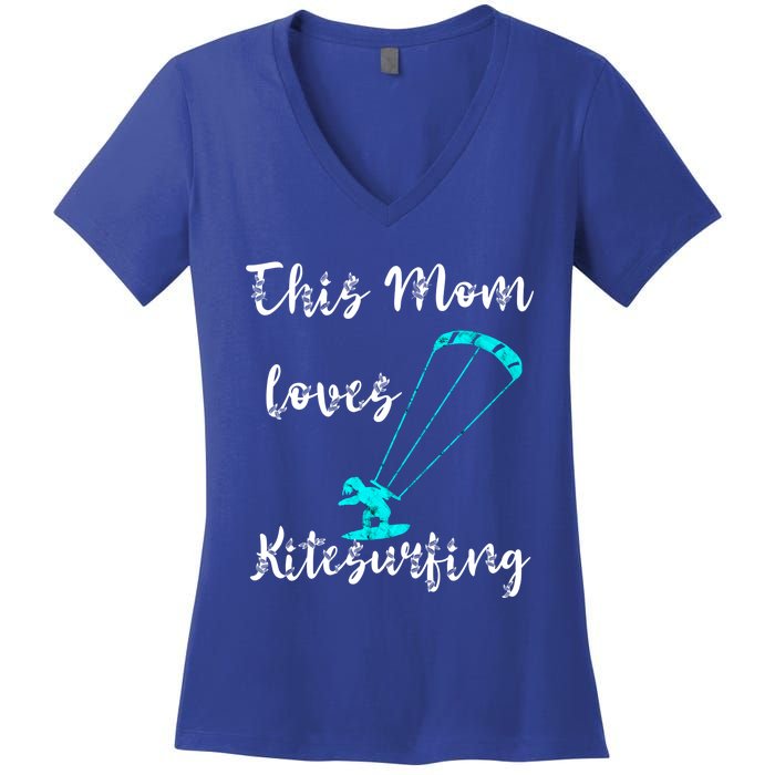 This Mom Loves Kitesurfing Kite Surfing Kiteboard Kitesurfer Meaningful Gift Women's V-Neck T-Shirt