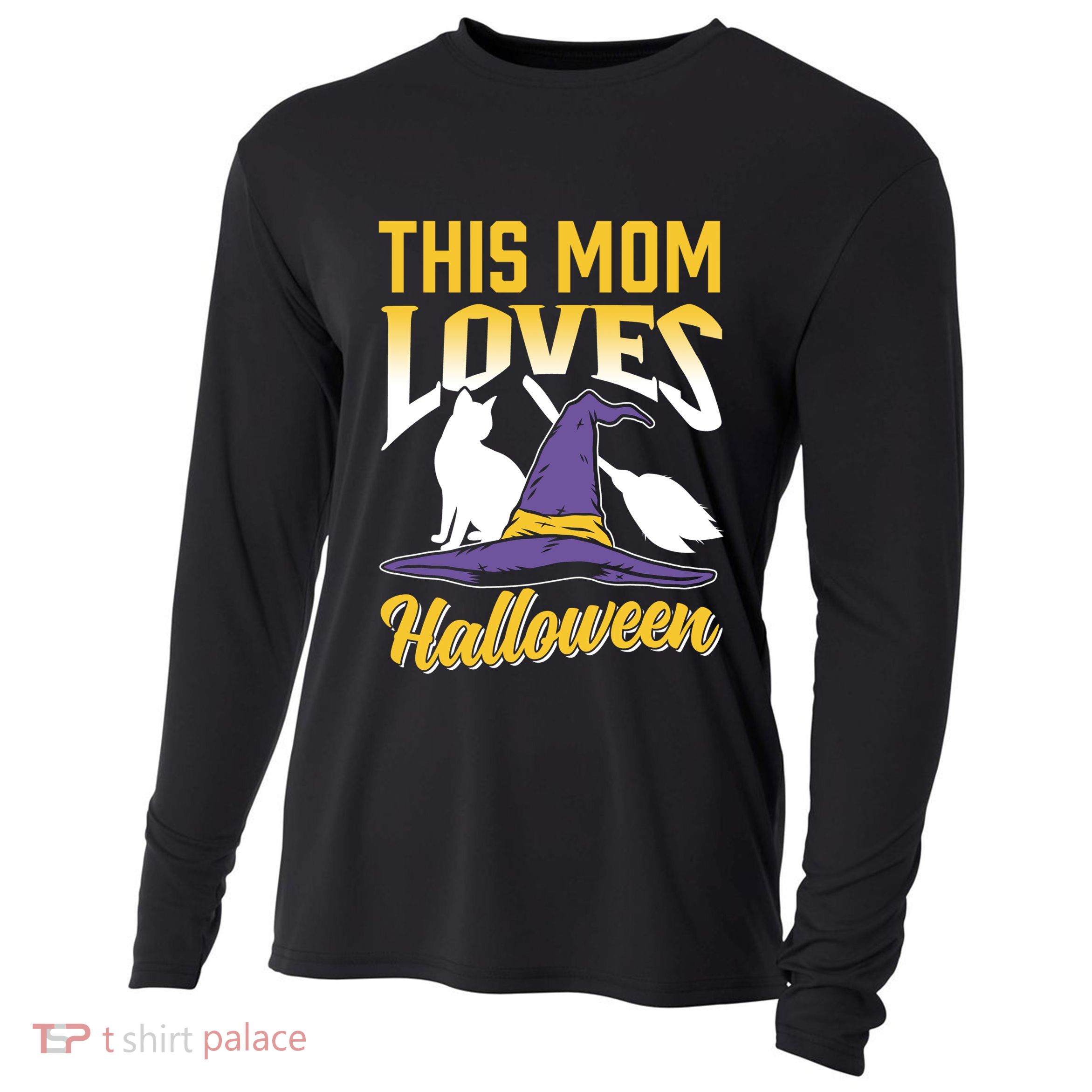 This Mom Loves Halloween Scary Cute Costume Halloween Mother Gift Cooling Performance Long Sleeve Crew