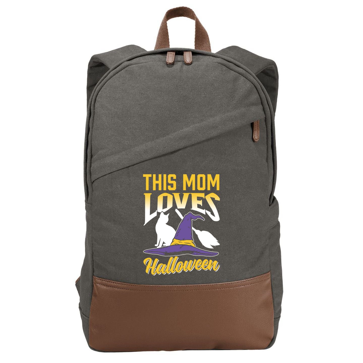 This Mom Loves Halloween Scary Cute Costume Halloween Mother Gift Cotton Canvas Backpack