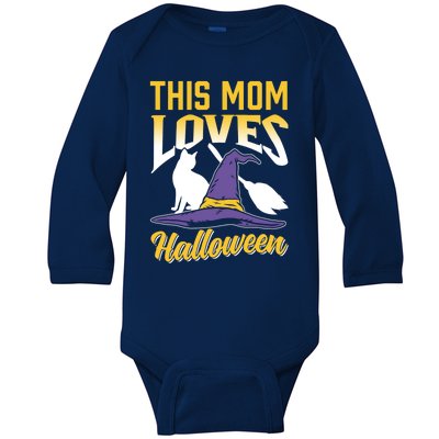 This Mom Loves Halloween Scary Cute Costume Halloween Mother Gift Baby Long Sleeve Bodysuit