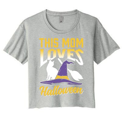 This Mom Loves Halloween Scary Cute Costume Halloween Mother Gift Women's Crop Top Tee