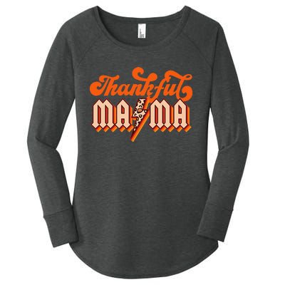 Thankful Mama Leopard Thanksgiving Mama Mom Women's Perfect Tri Tunic Long Sleeve Shirt